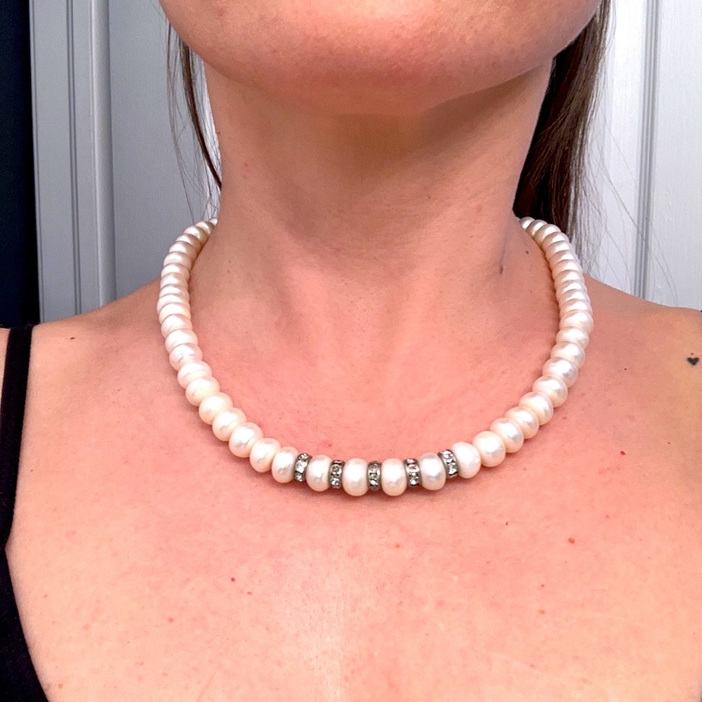 Genuine pearl necklace with jewels - Picture 4 of 4